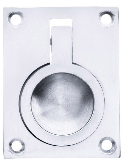Solid Brass Flush Ring Pull in Polished Chrome.